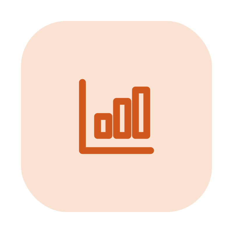 App icon with a brown bar chart on a light beige background.