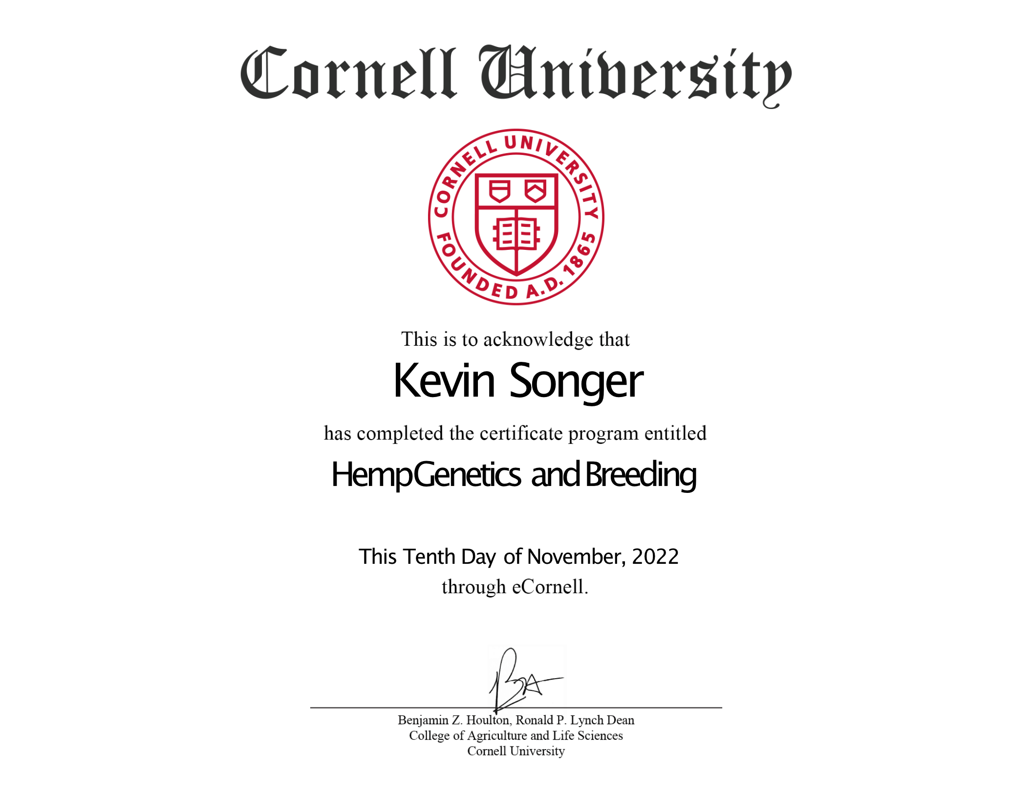 Hemp Breeding and Genetics