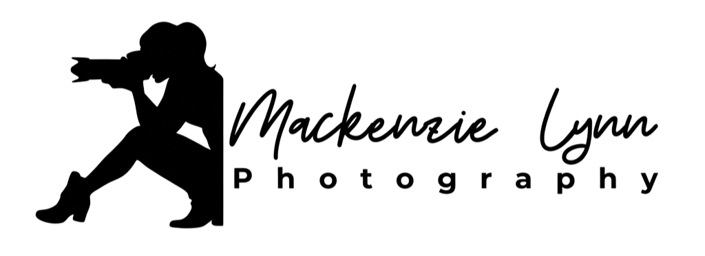Black and white logo for Mackenzie Lynn Photography with a sketched woman holding a camera to her eye