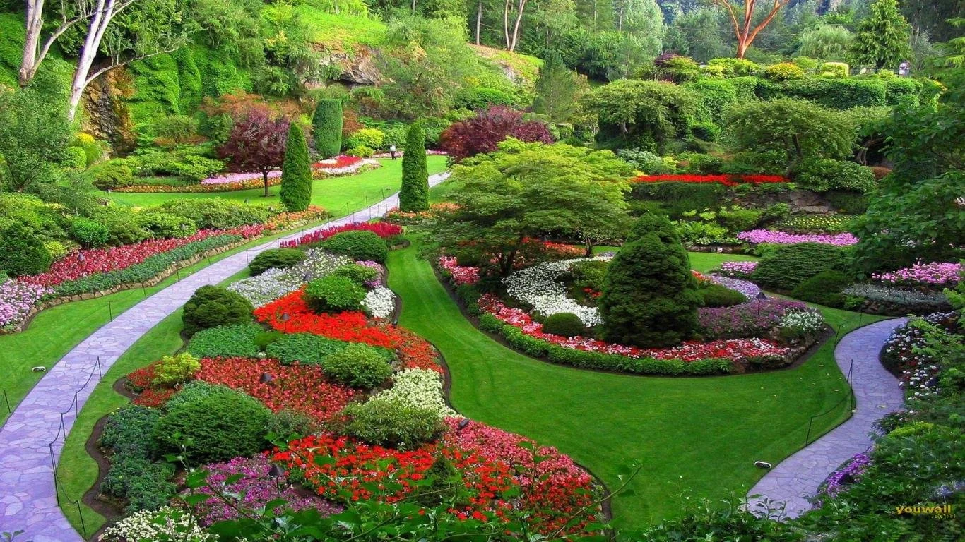 Professional landscape design and installation featuring colorful plants and mulch by LawnSolver in Jacksonville, Florida.