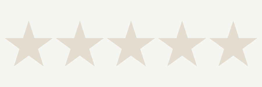 Five beige stars in a row on a white background.