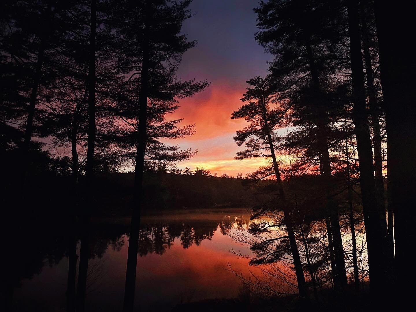 Winter is over ✨⛅️🌙
.
.
.
#sunset #forestlakenh #newhampshire #newengland #lake
