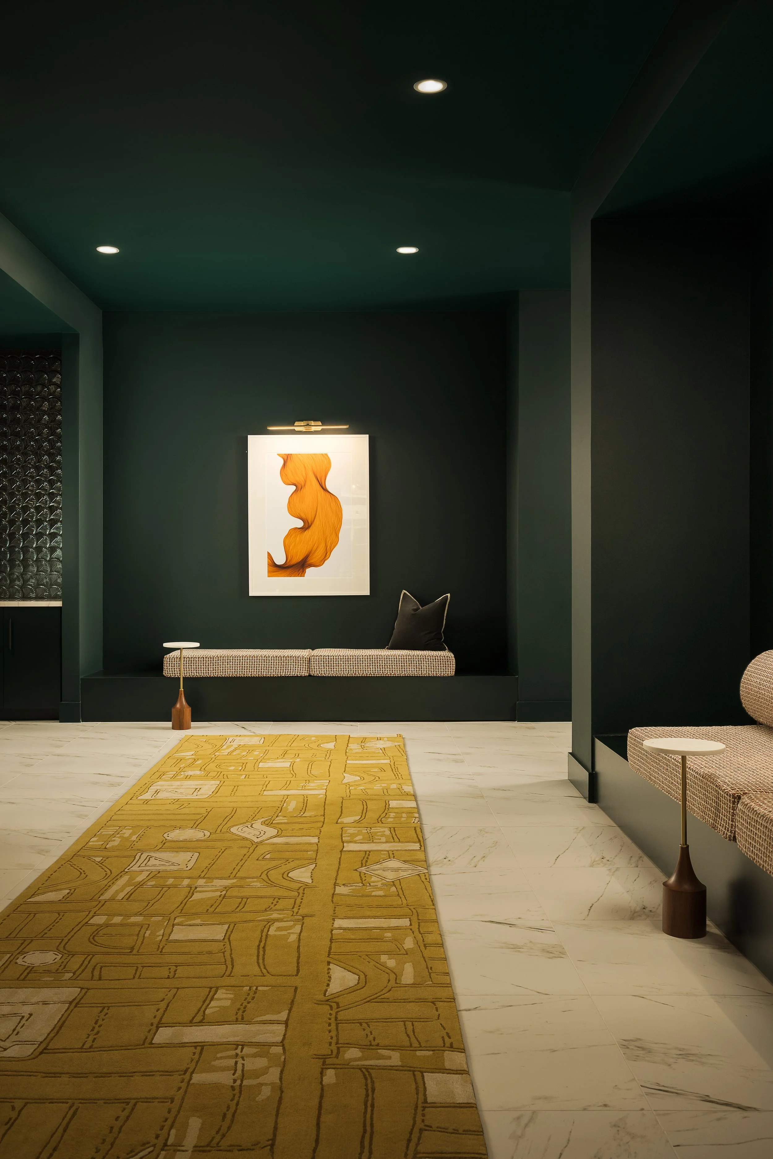 Modern gallery wall and art installation in contemporary commercial space — commercial interior photography