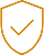 A fine yellow icon of a checkmark inside a shield.