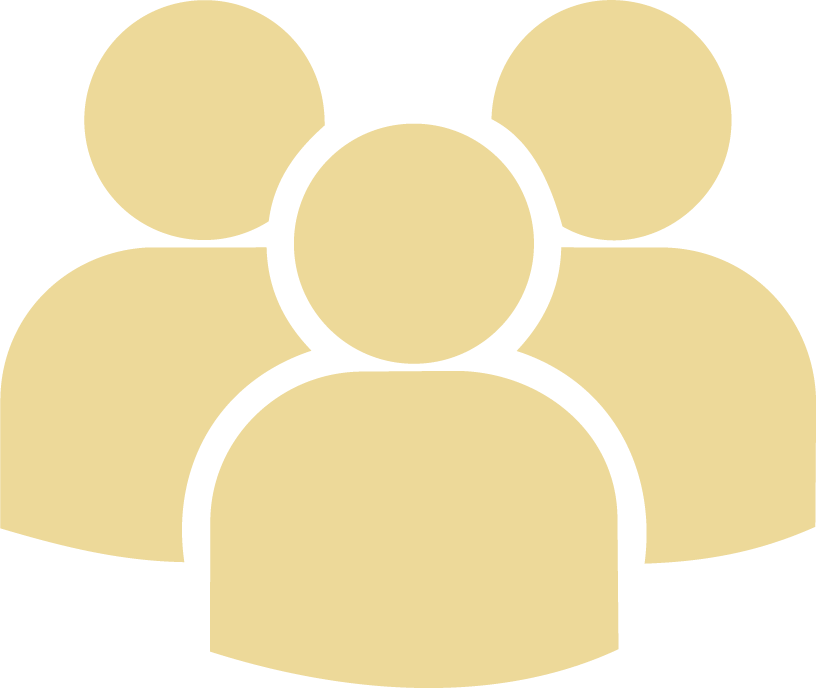 Icon of four beige human silhouettes representing a group or team.