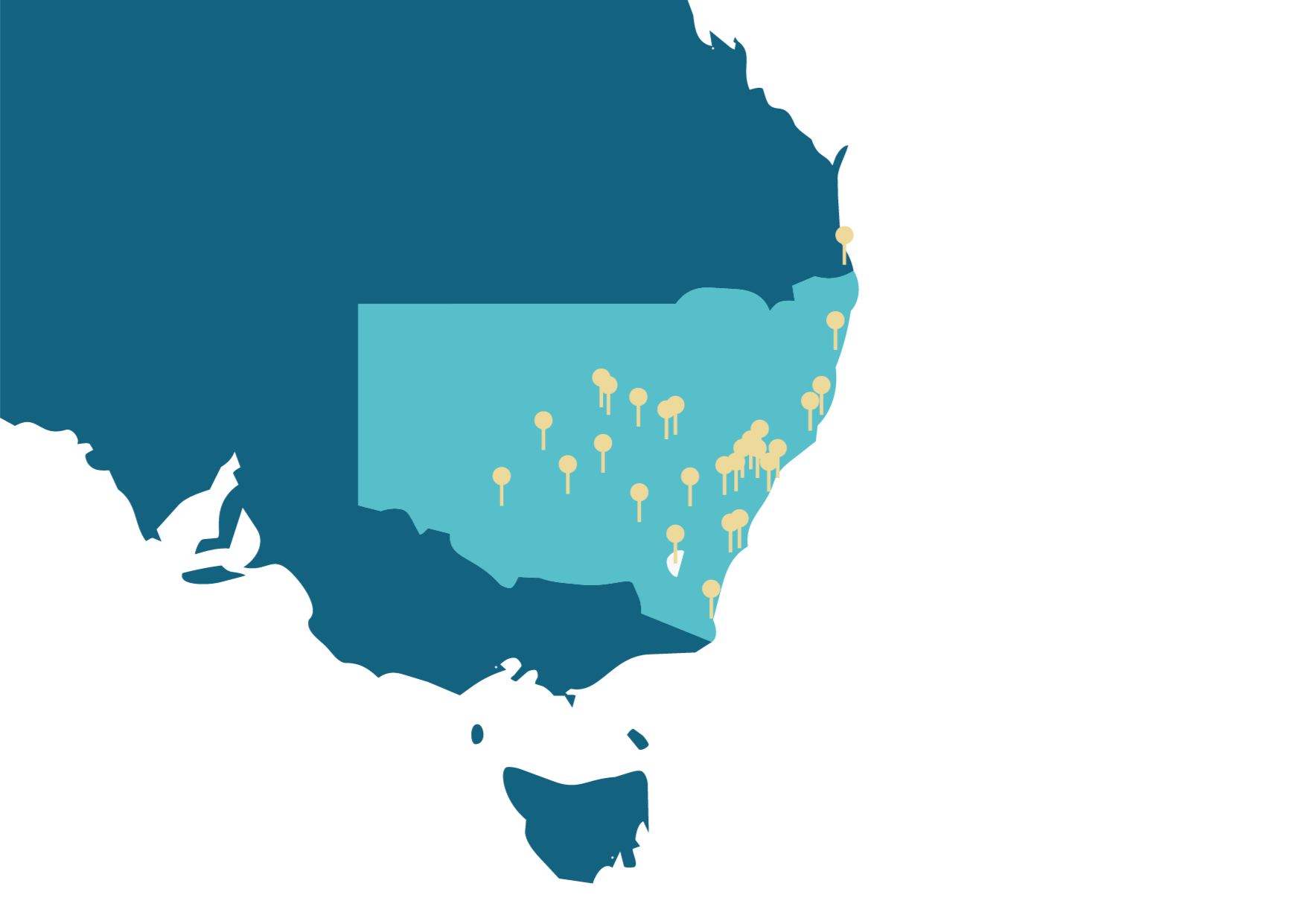 Map of the United States with marked locations of tornadoes across the southeastern region.