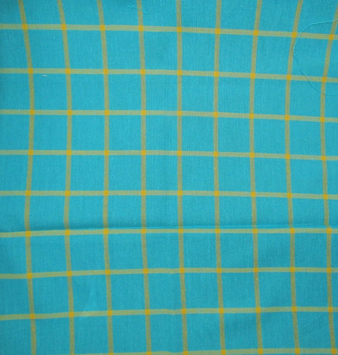 Turquoise and Yellow Plaid Woven