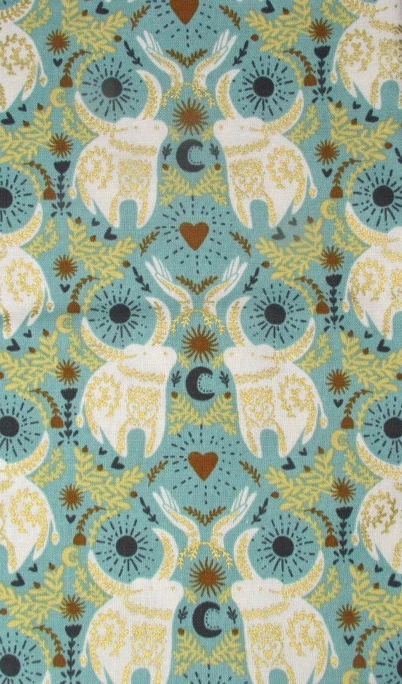 Cotton & Steele Teal Ox Print Gilded