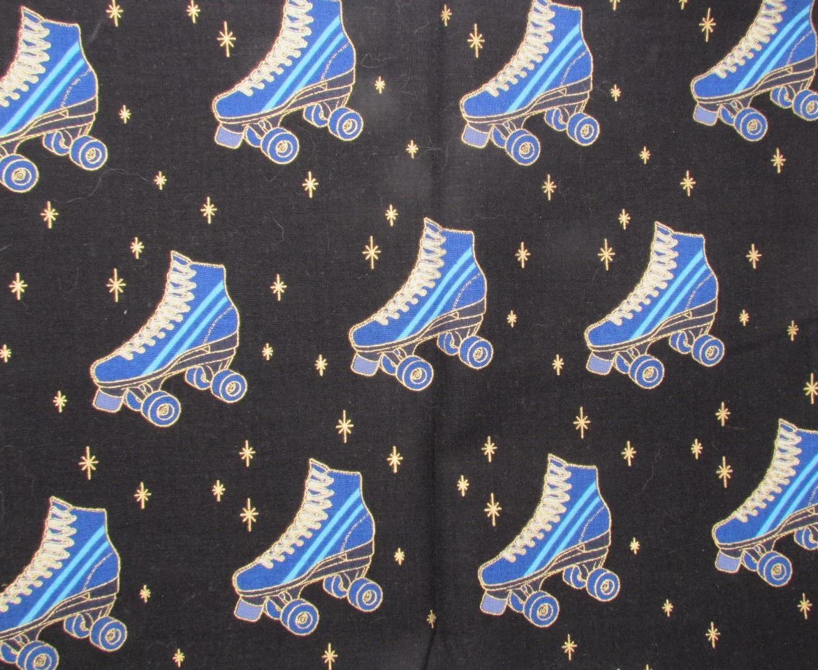 Ruby Star Darlings 2 Gilded Gold and Blue Roller Skates on Black
