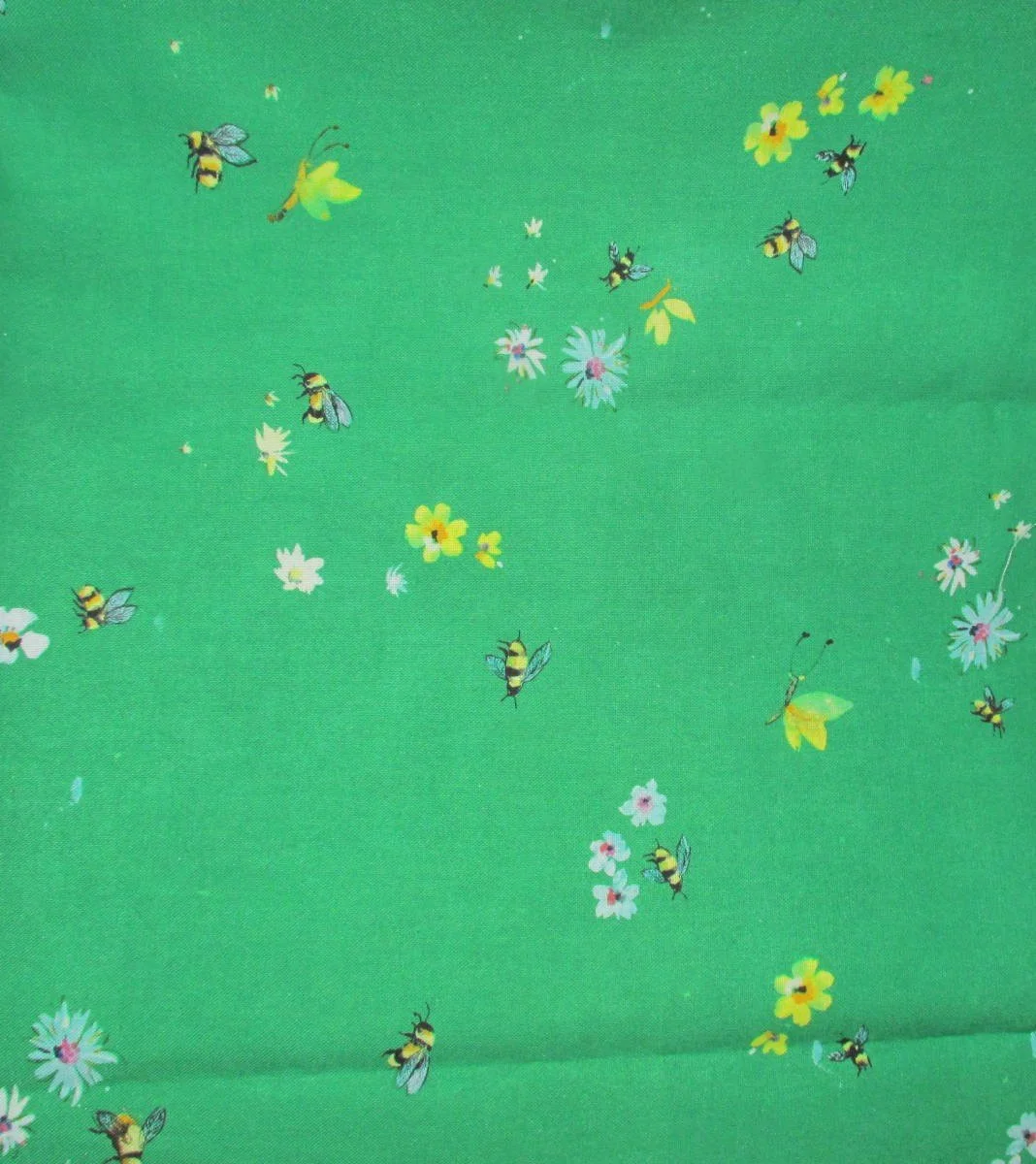Robert Kaufman Bee Free Featuring Bees and Butterflies on Green