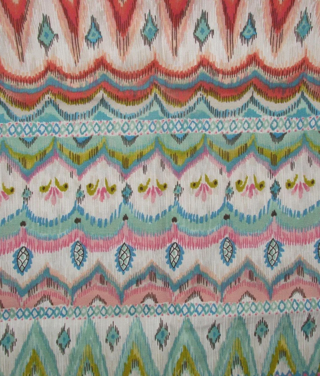 Ikat Chevron in MInt, Gold, and Coral