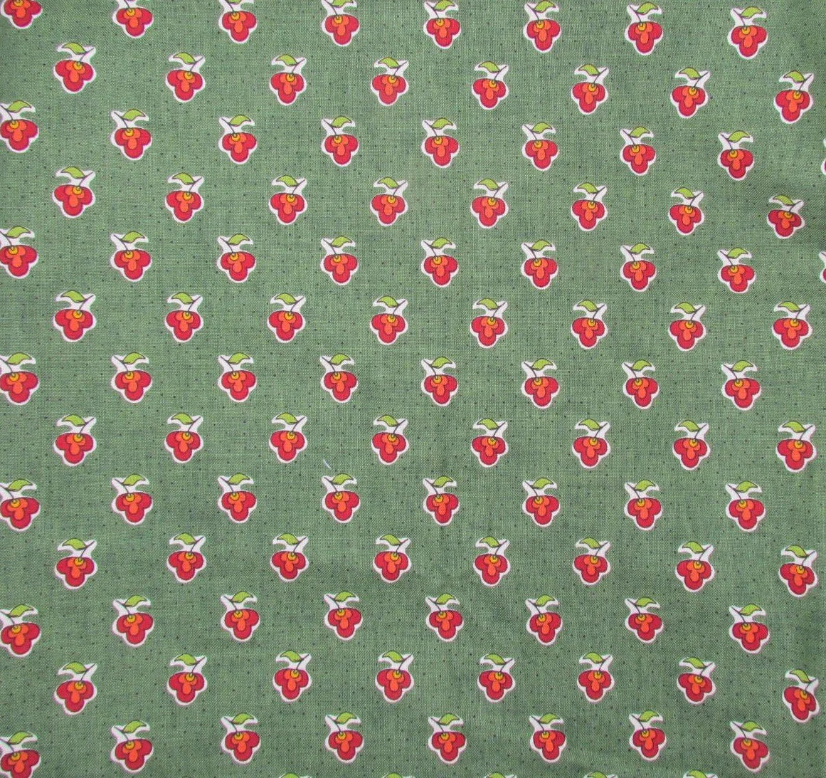 Moda Savonnerie by American Jane Burgundy Flowers on Green
