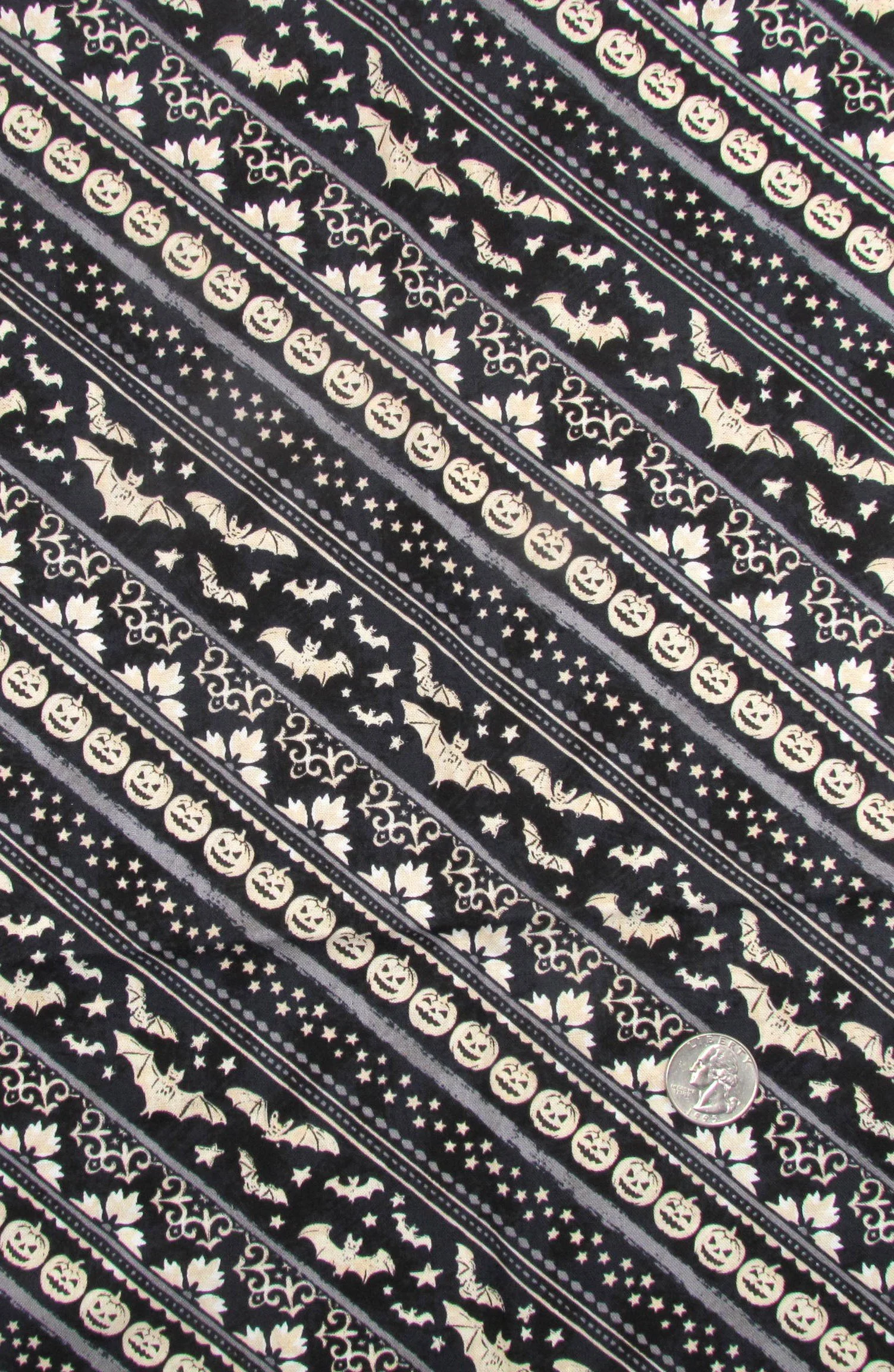 Midnight Hauntings Black and Gray Ticking Stripe