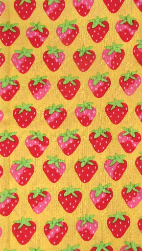 Sunrise Studio Yellow Background with Pink and Red Strawberries