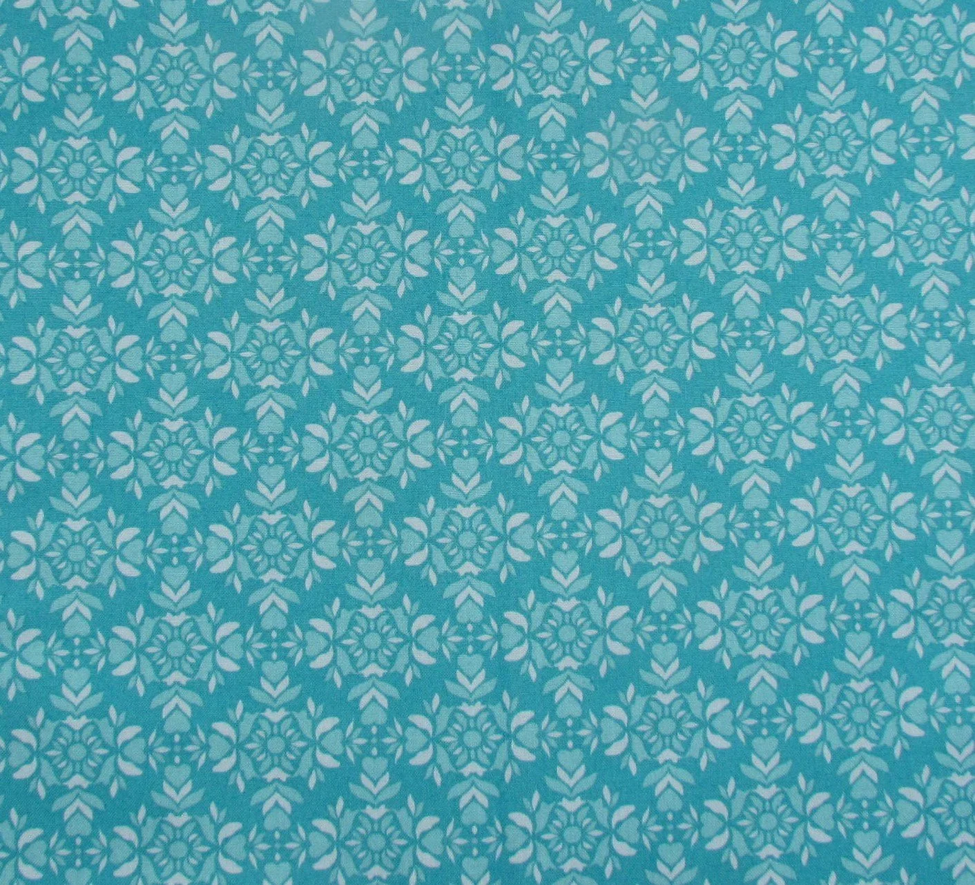 Busy Bunny Collection Hearts Damask in Teal and Turquoise