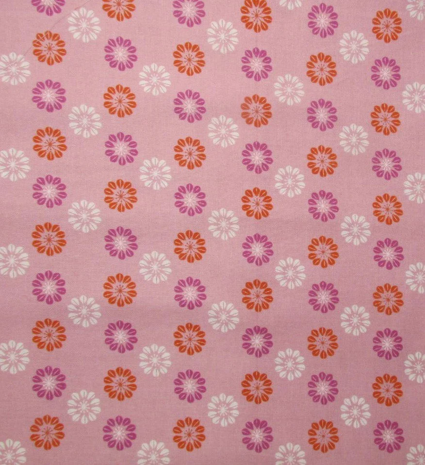 Cotton and Steel Purple, Red, and White Flowers on Pink