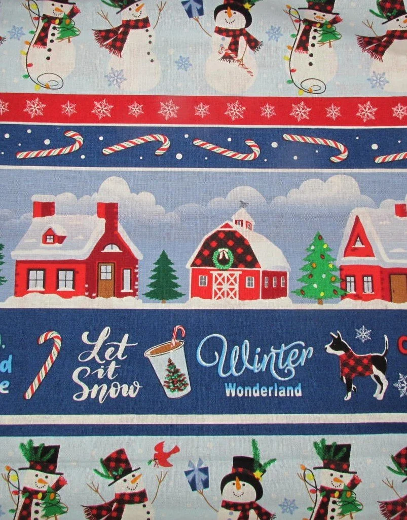Benartex Country Christmas Stripe in Red and Blue