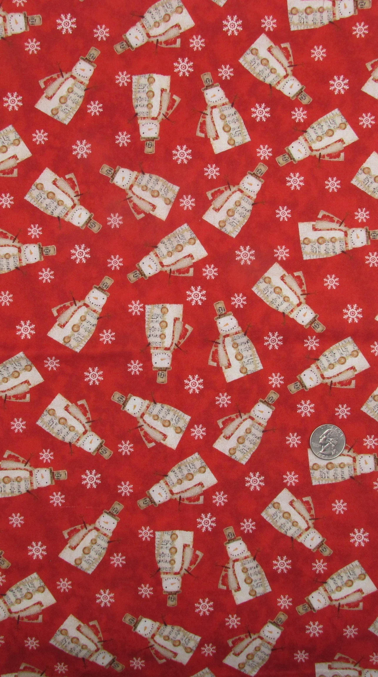Benartex White Christmas Red Musical Snowmen