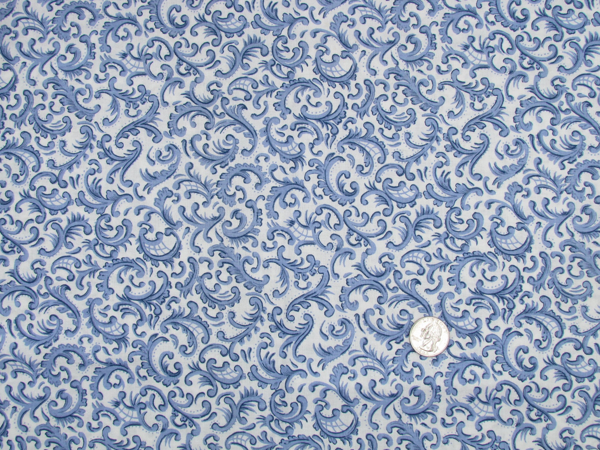 Cornflower Blue on White Filigree