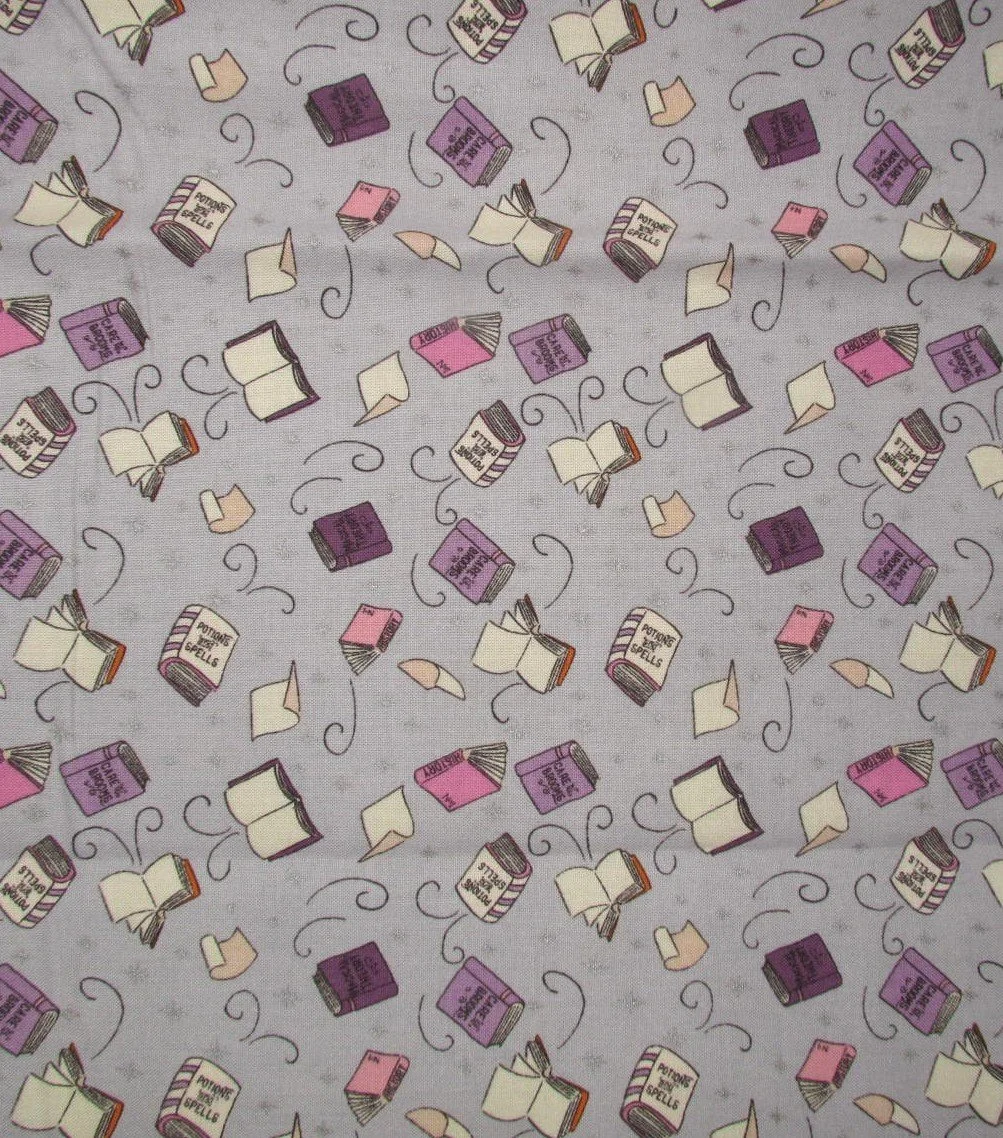 Riley Blake Spooky School Collection with Books, Gray Colorway