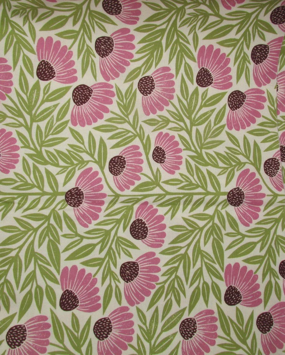 Moda Garden Series Echinacea Pink on Cream