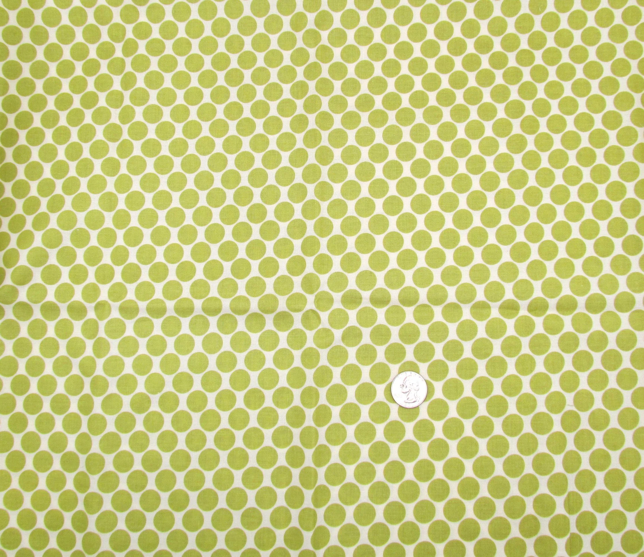 Avocado Green Polka Dots on Cream