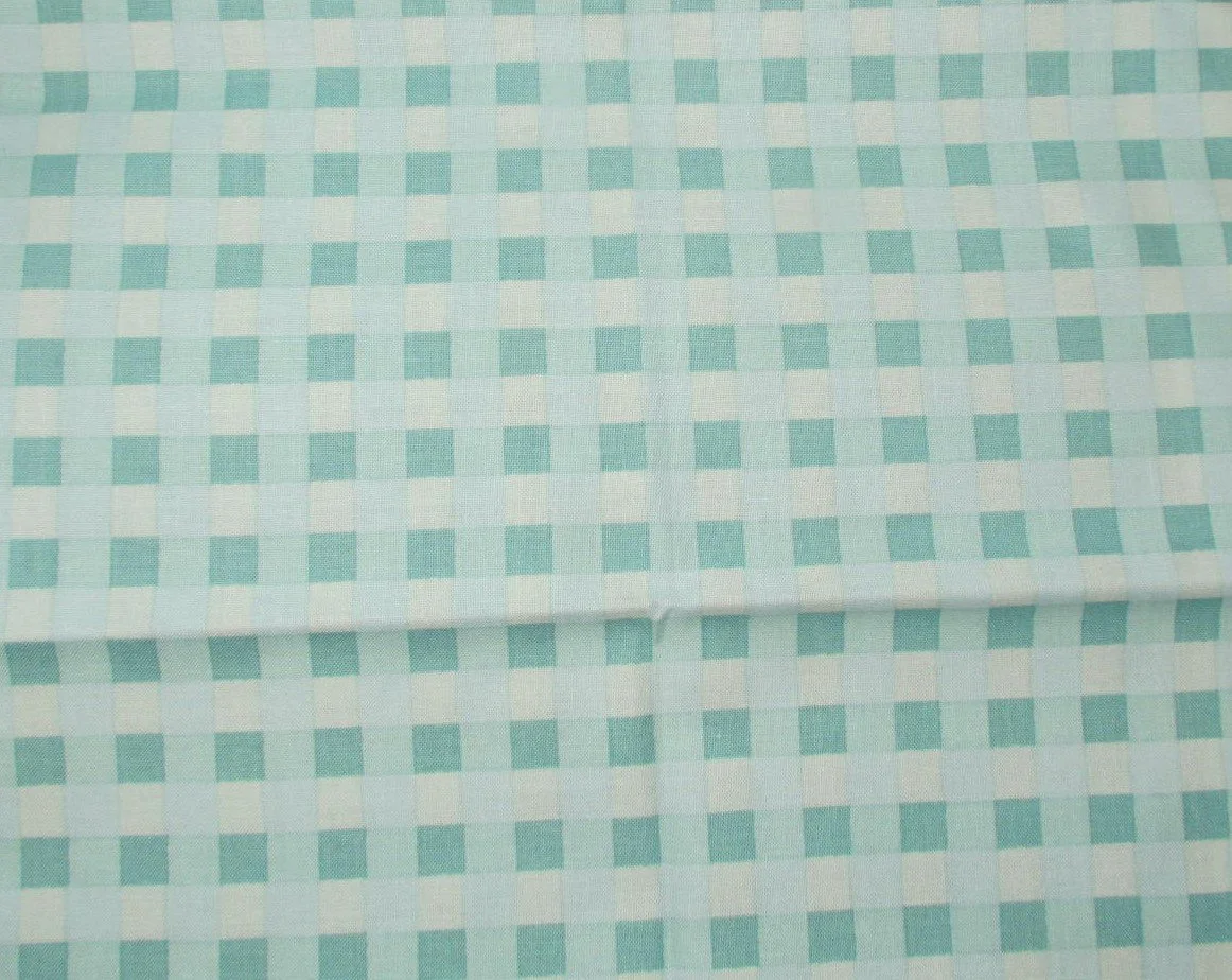 Poppie Cotton Delightful Day Shades of Turquoise Gingham