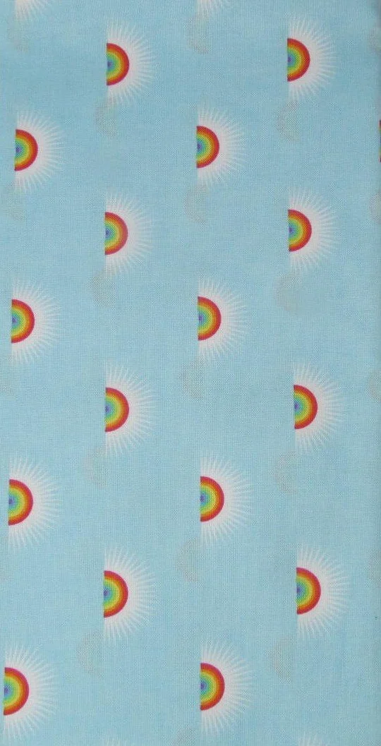 Tula Pink "Sundaze" Cloud Colorway Sky Blue with Rainbows