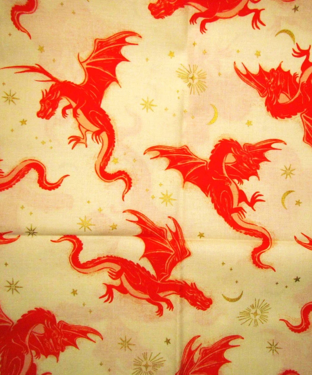 Ruby Star Fireglow Orange Dragons on Cream, Gilded