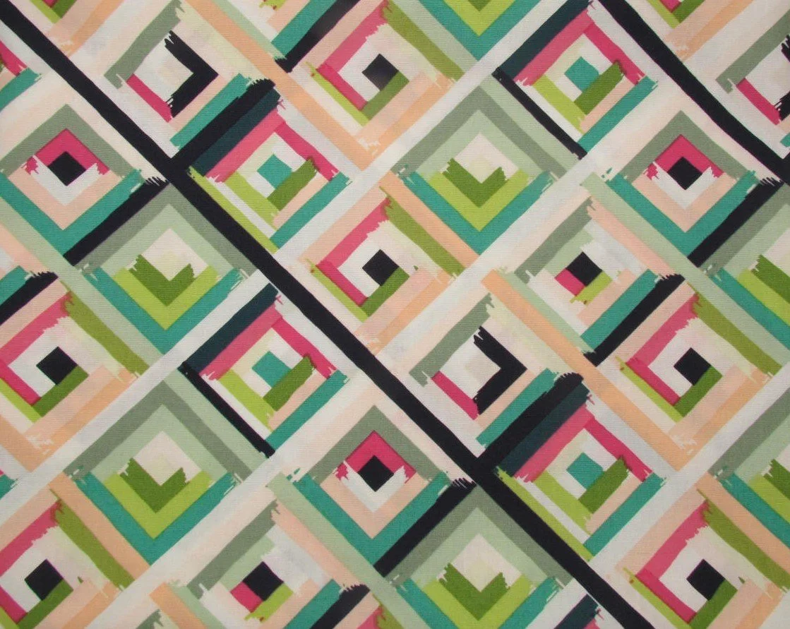 Art Gallery Florilia Fusion Geometric in Green and Pink