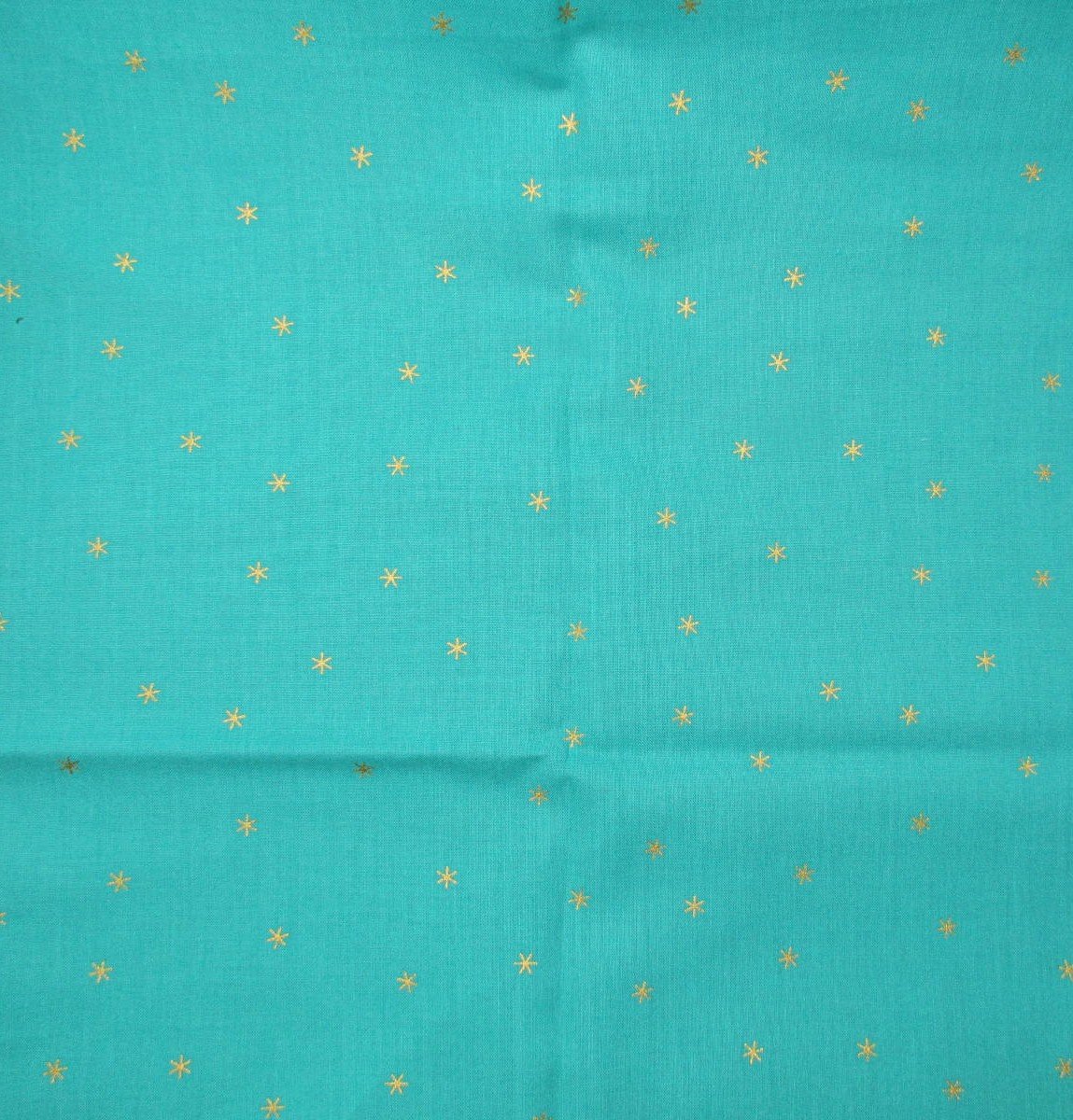 Teal Cotton with Gold Gilded Stars
