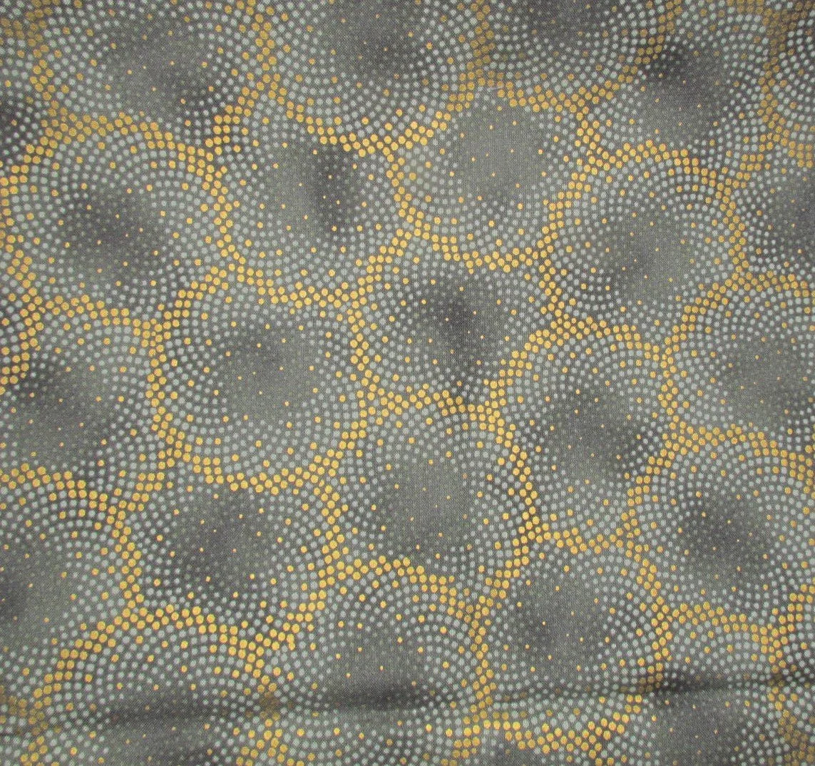 Robert Kaufman Autumn Fields Dots in Green and Gilded Gold