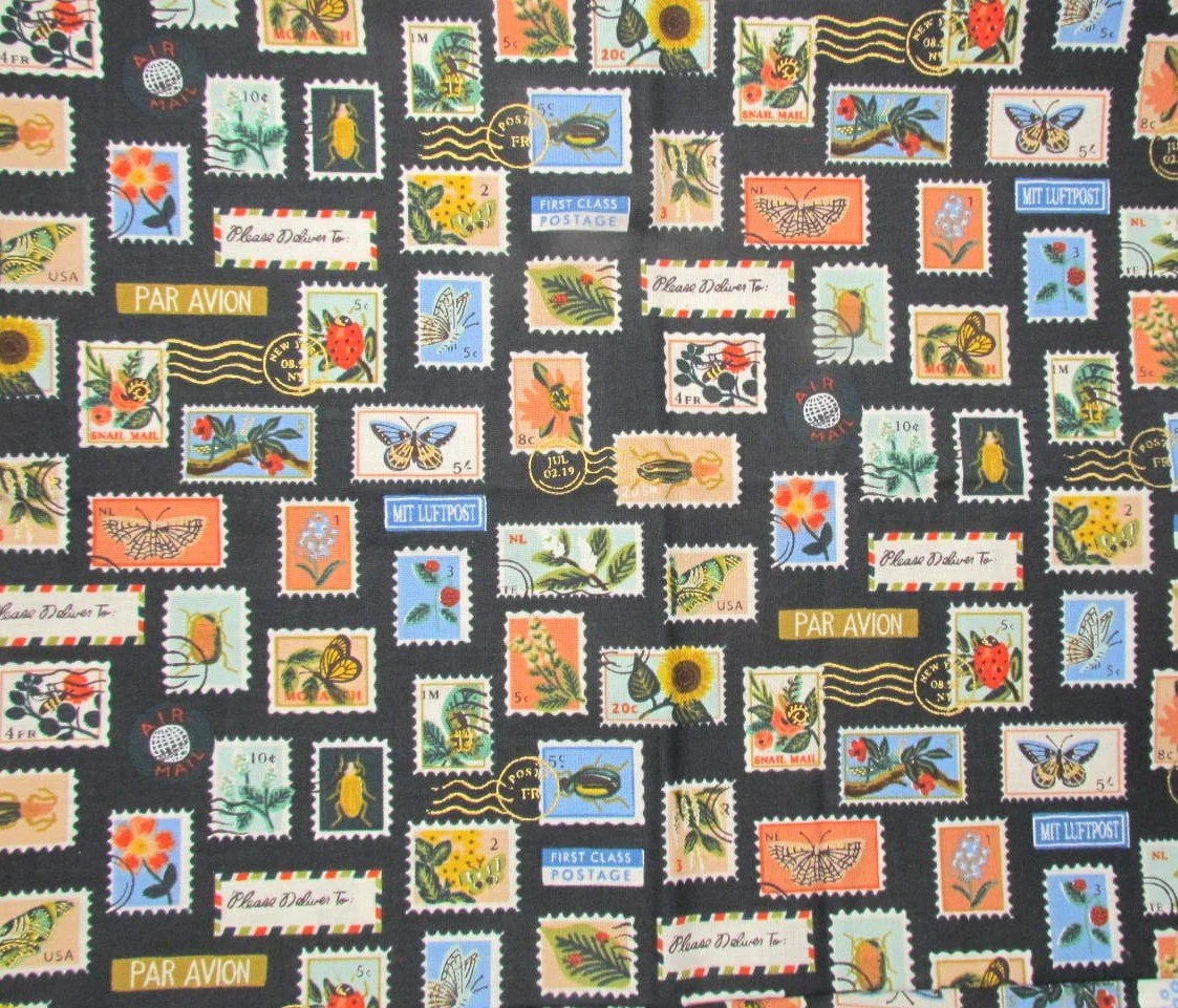 Rifle Paper Co Curio Botanical Postage Stamps in Hunter Metallic