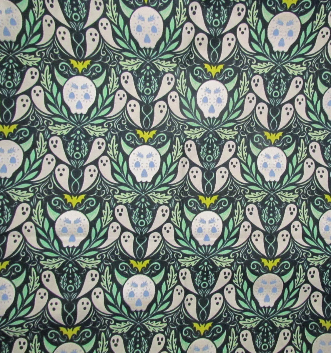 Cotton and Steel School of Magic Ghosties and Ghoulies in Glowing Green with Envy