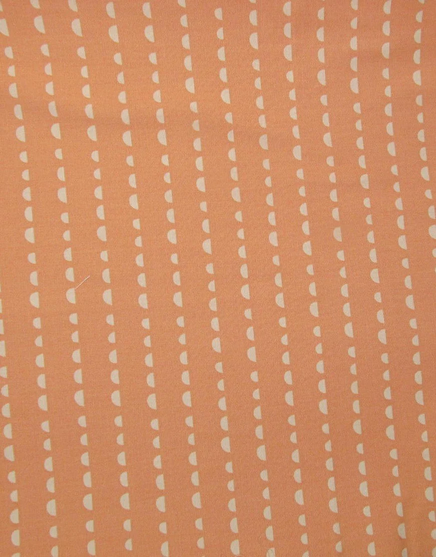 Taupe Fabric with Lines of White Half Circles