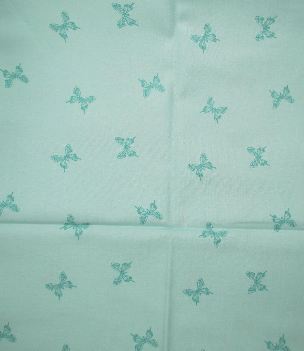 Ruby Star Backyard Teal Butterflies on Aqua Background
