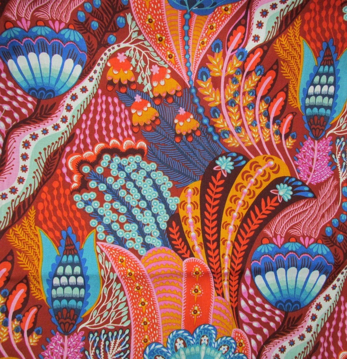 Anna Maria Horner Passport Amber in Shades of Red, Blue, and Orange
