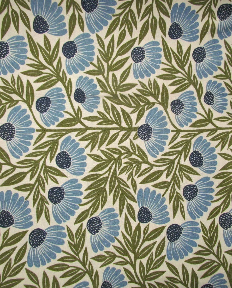 Moda Garden Series Echinacea Sky Blue on Cream