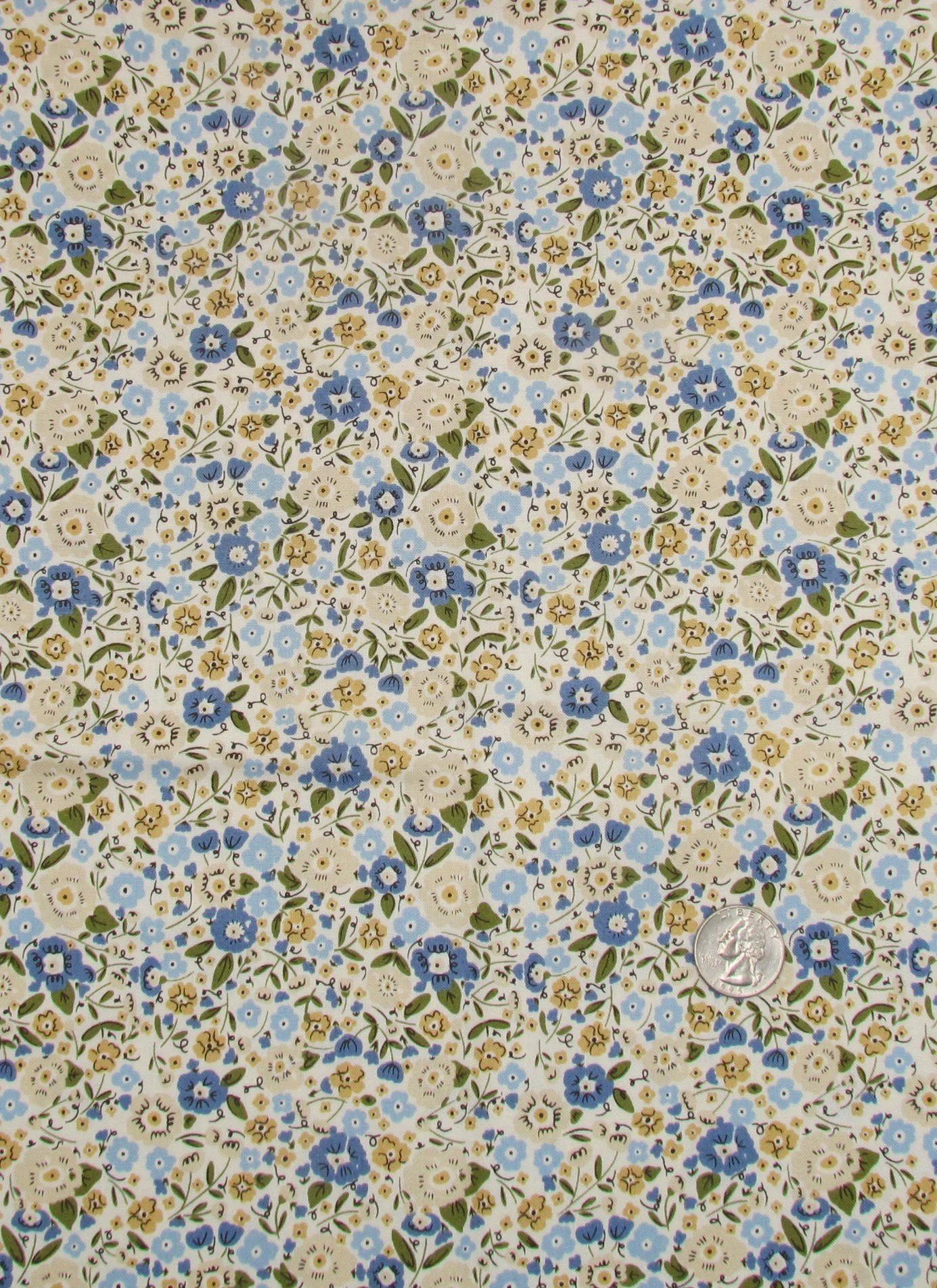 Moda The Henhouse Gingirber Cloud Calico in Cream and Blue