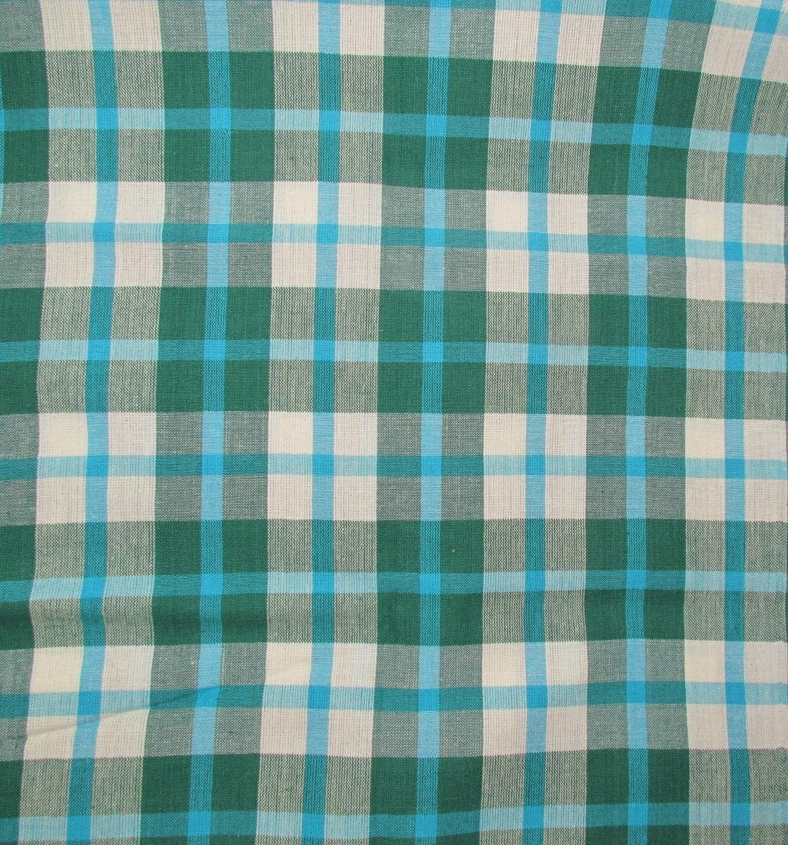 Blue, Green and White Plaid Woven