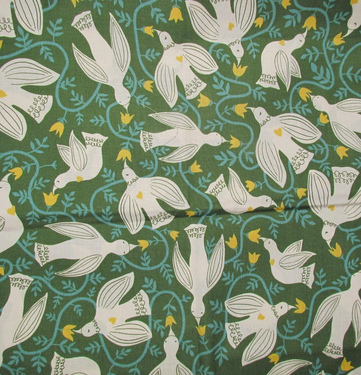 Ruby Star Endpaper Doves on Green