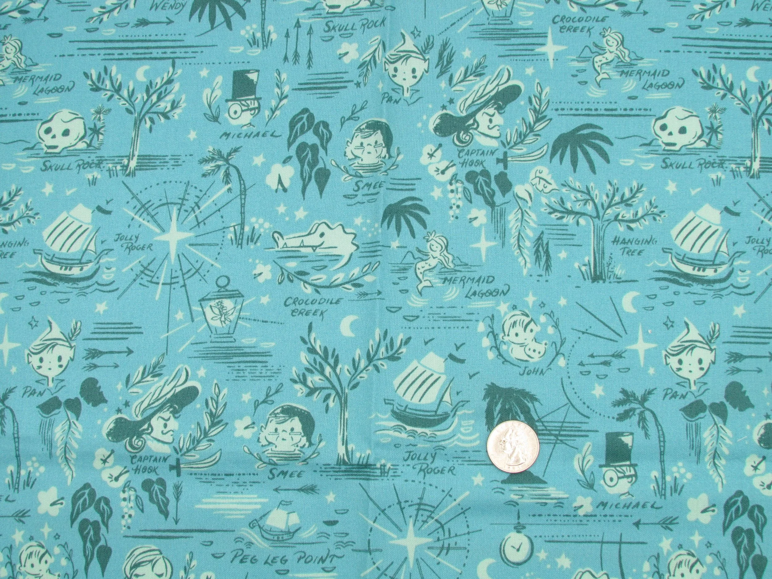 Riley Blake Forever Neverland Neverland Map in Peacock
