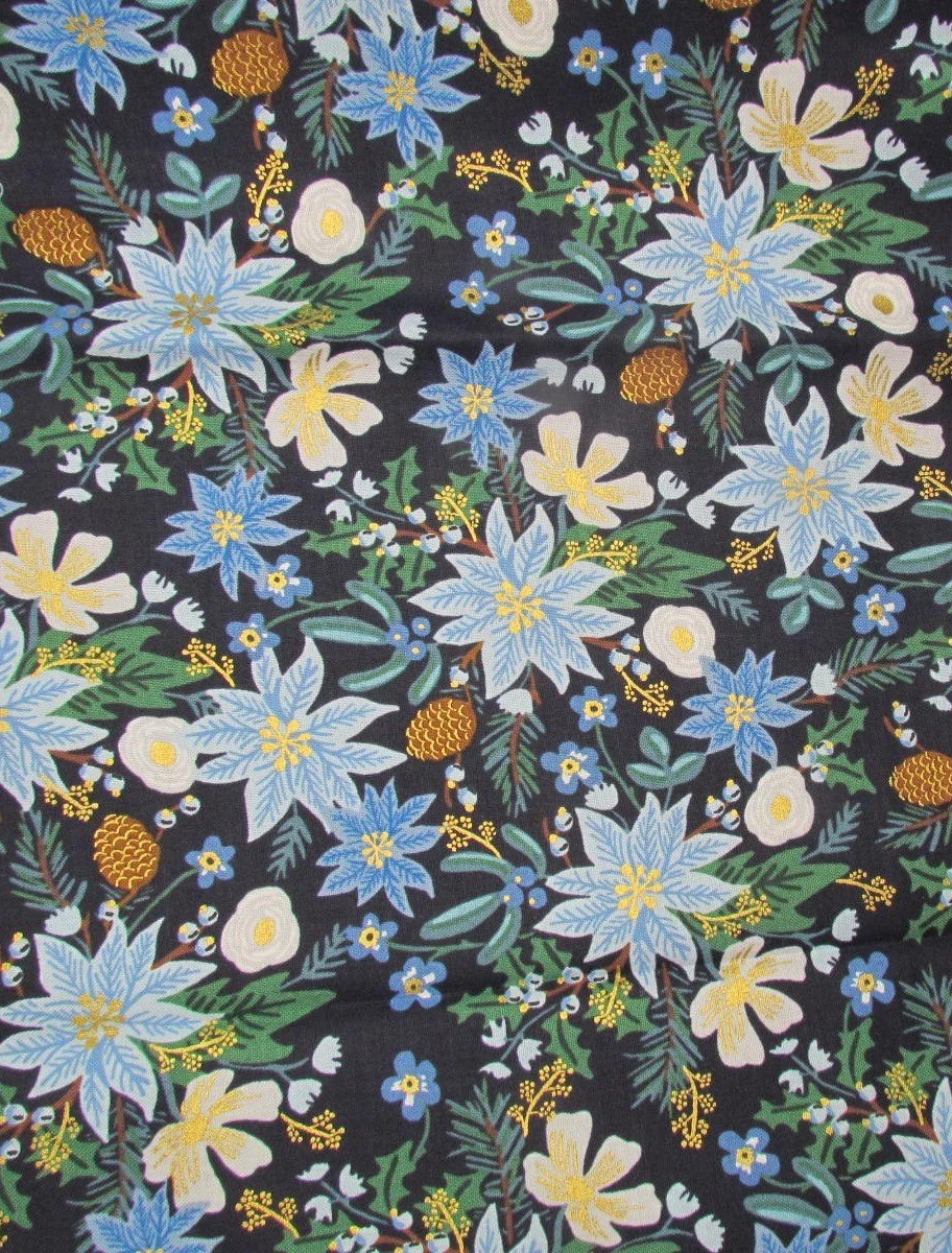 Rifle Paper Co. Poinsettia Bouquet in Blue Metallic