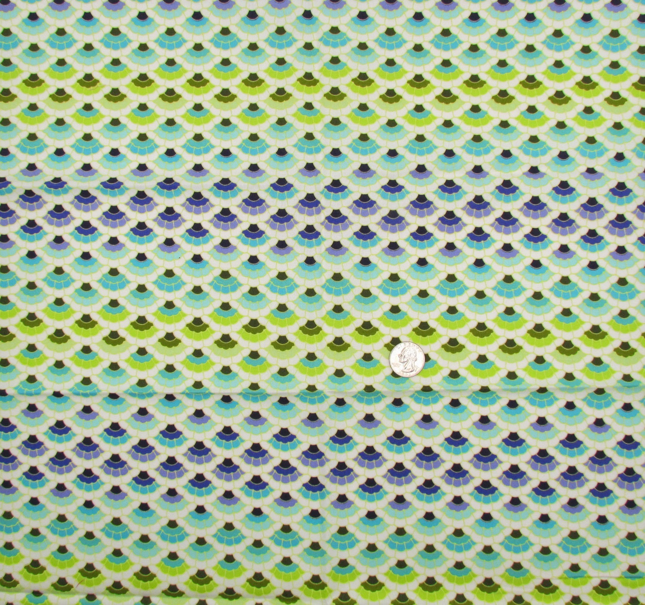 Tula Pink Aquatic Lace in Purple, Teal, and Green
