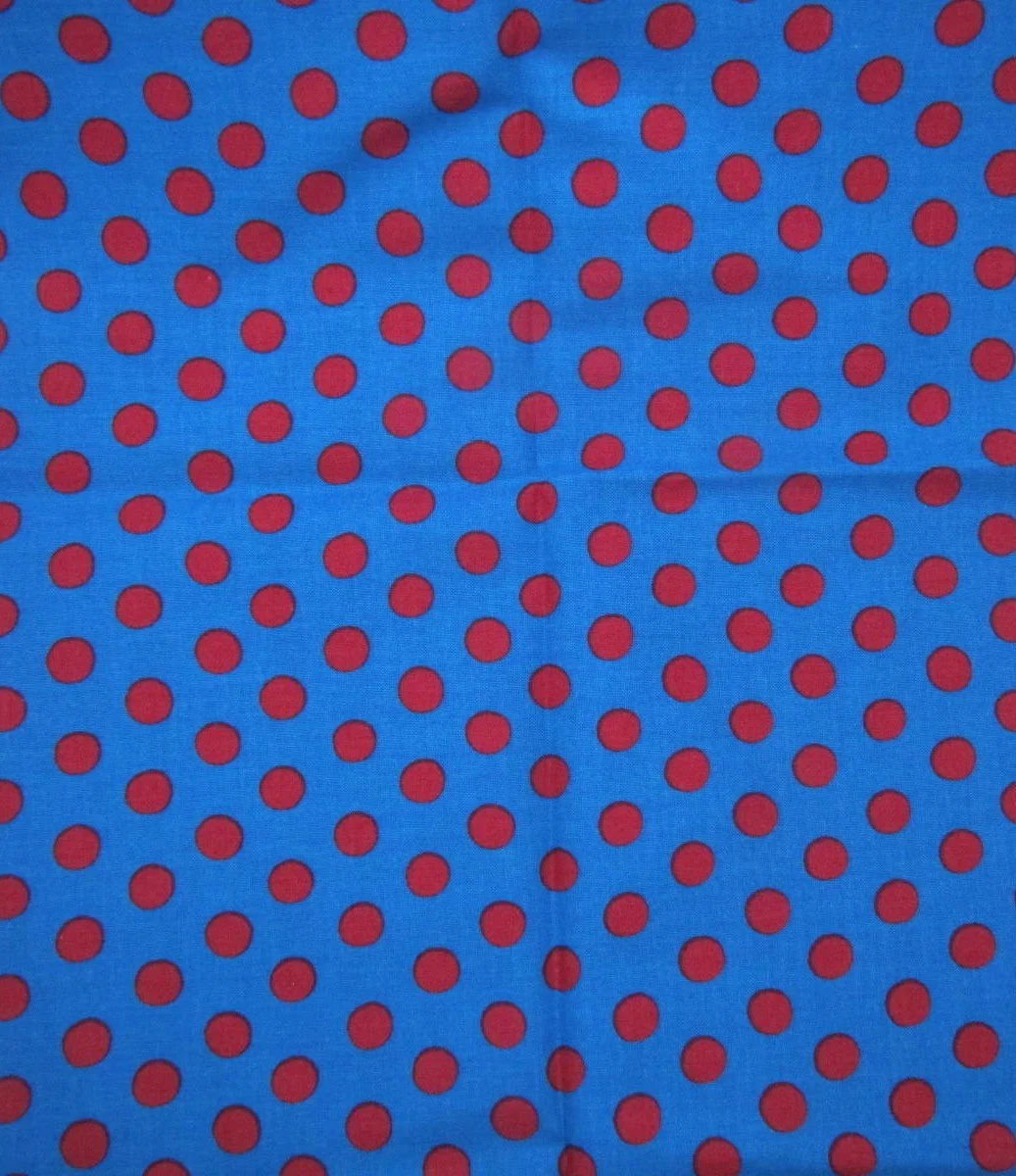 Red Polka Dots on Blue