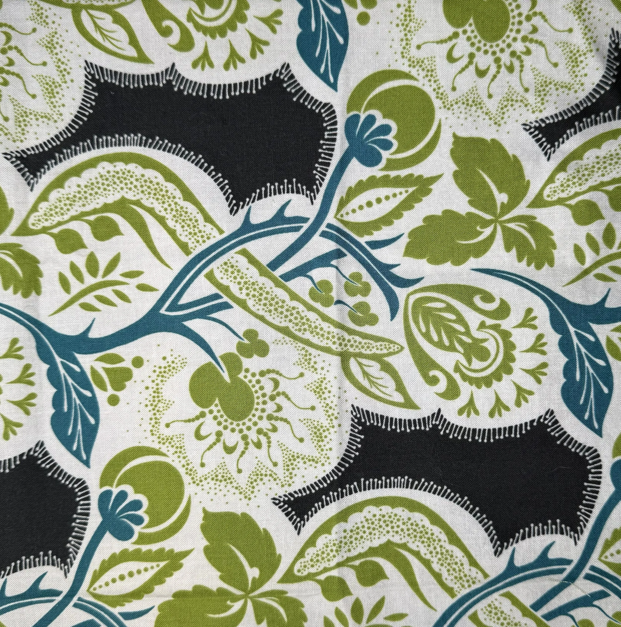 Anna Maria Horner - Dowry Flourish Avocado Green, Black, and Teal Floral