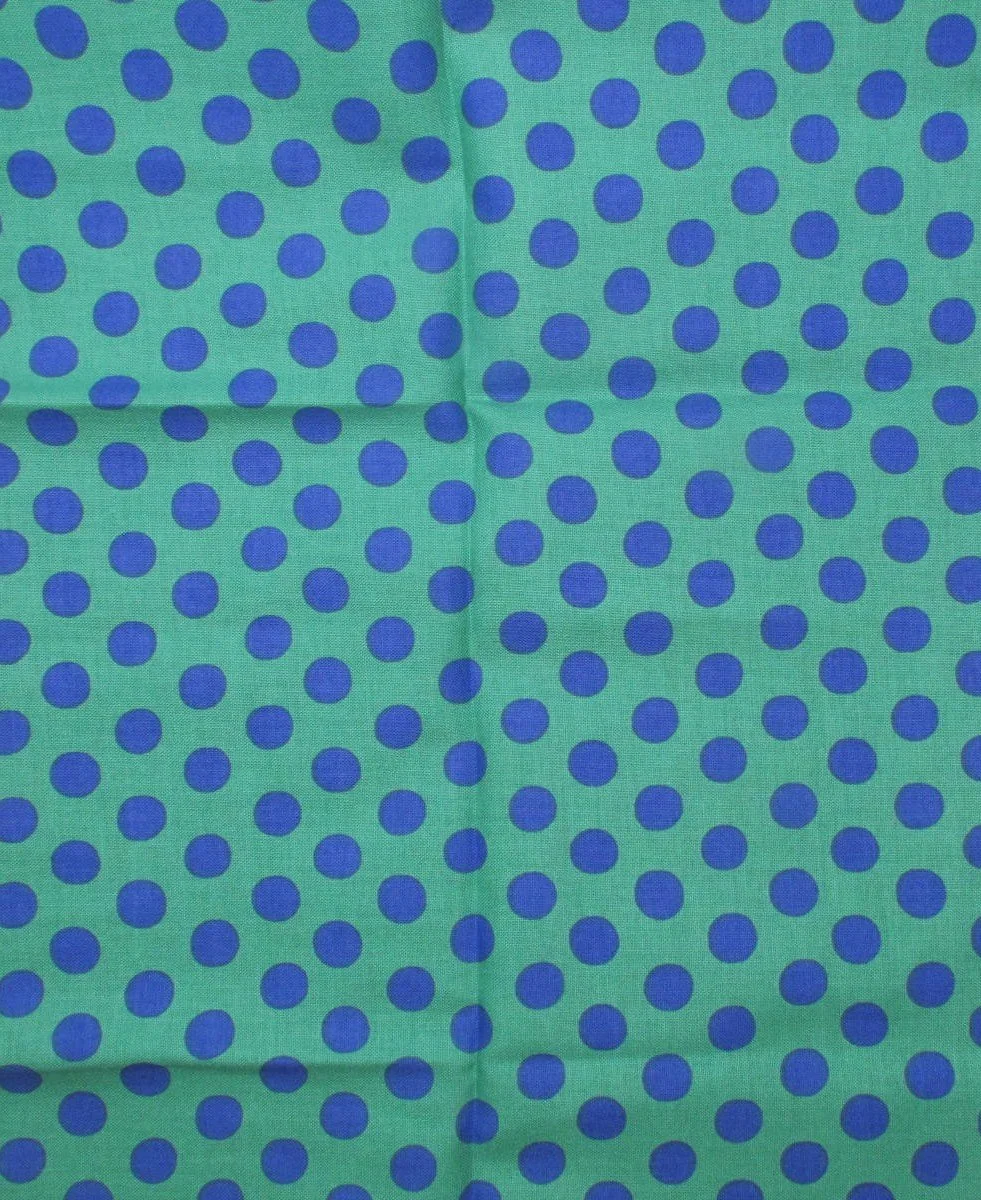 Royal Blue Polka Dots on Green