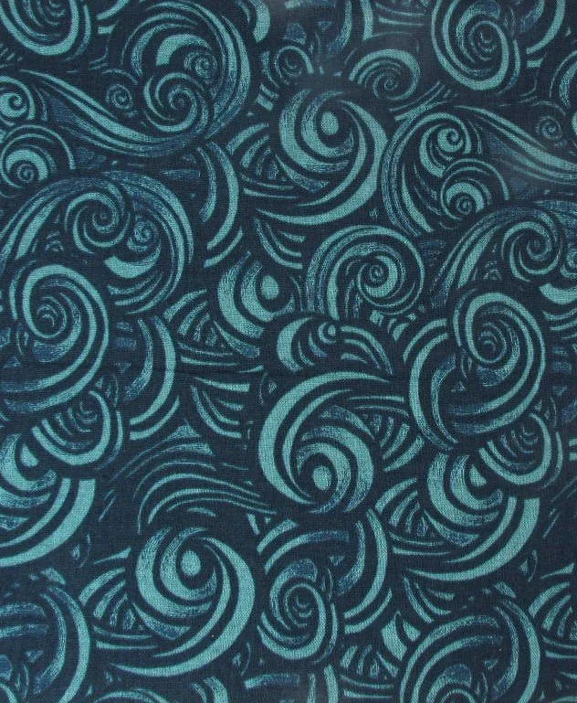 Ruby Star Society Fireglow Teal and Dark Blue Waves