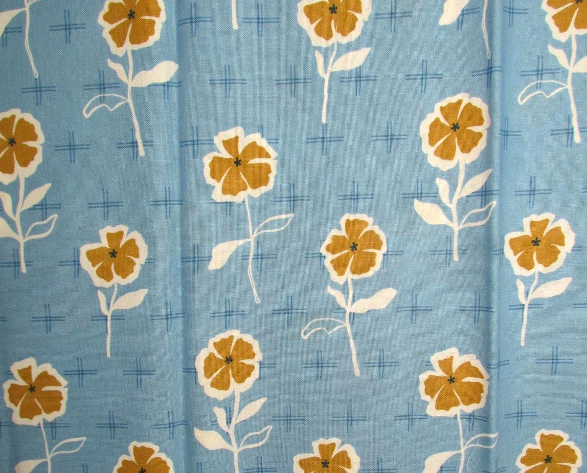 Rollakan for FIGO Stylized Yellow Floral on Blue
