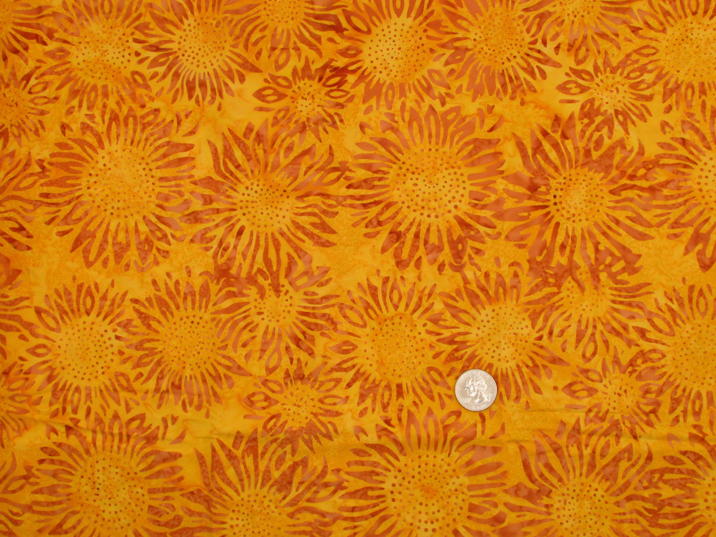 Beautiful Gold and Orange Sunflower Batik